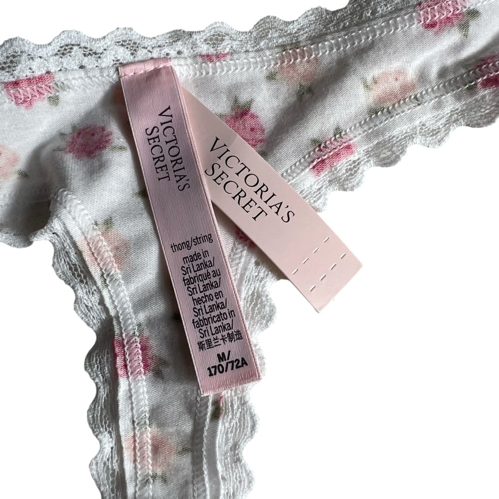 Victoria's Secret Pink Floral Lace Thong Panty - Picture 4 of 4